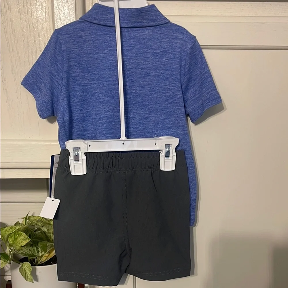 Champion Boys Polo Shirt and Shorts 2-Piece Outfit Set Blue Grey 12-18‎ Months